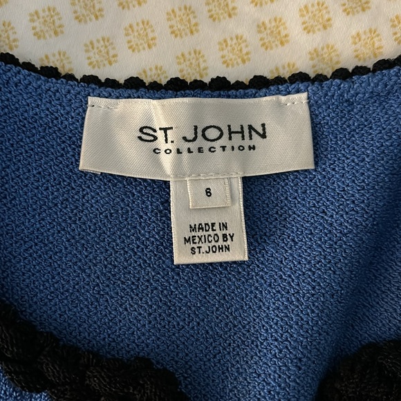 St John Collection Size 6 zip up sweater jacket Periwinkle Blue with Black Trim - Picture 7 of 13